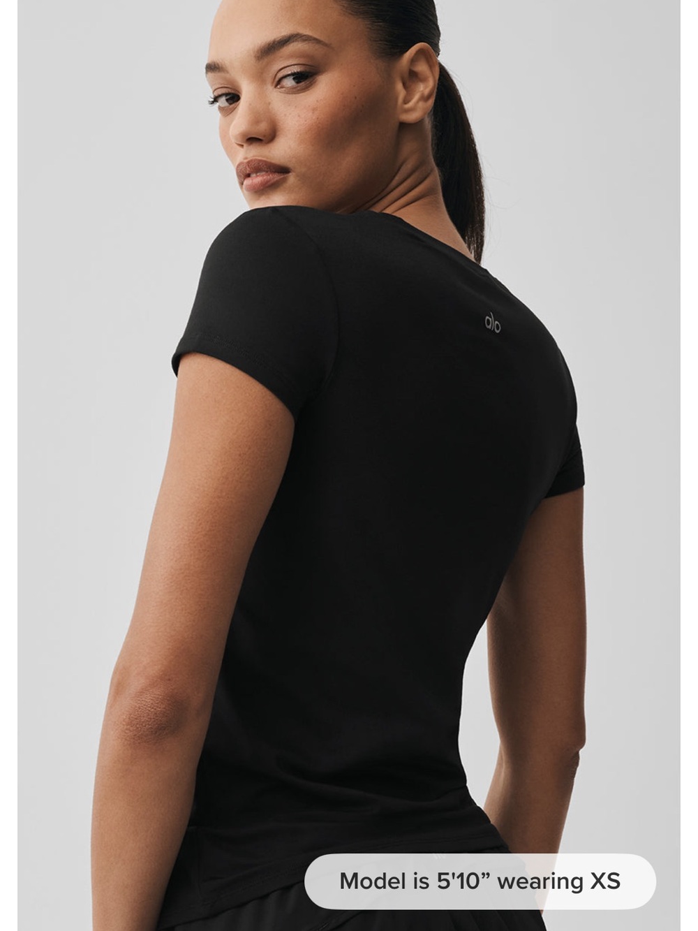 [alo] Alosoft Finesse Tee - White and Black - Picture 7 of 13